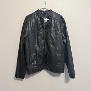 Classic Levi's Faux Leather Moto Jacket - Large - Dark Brown